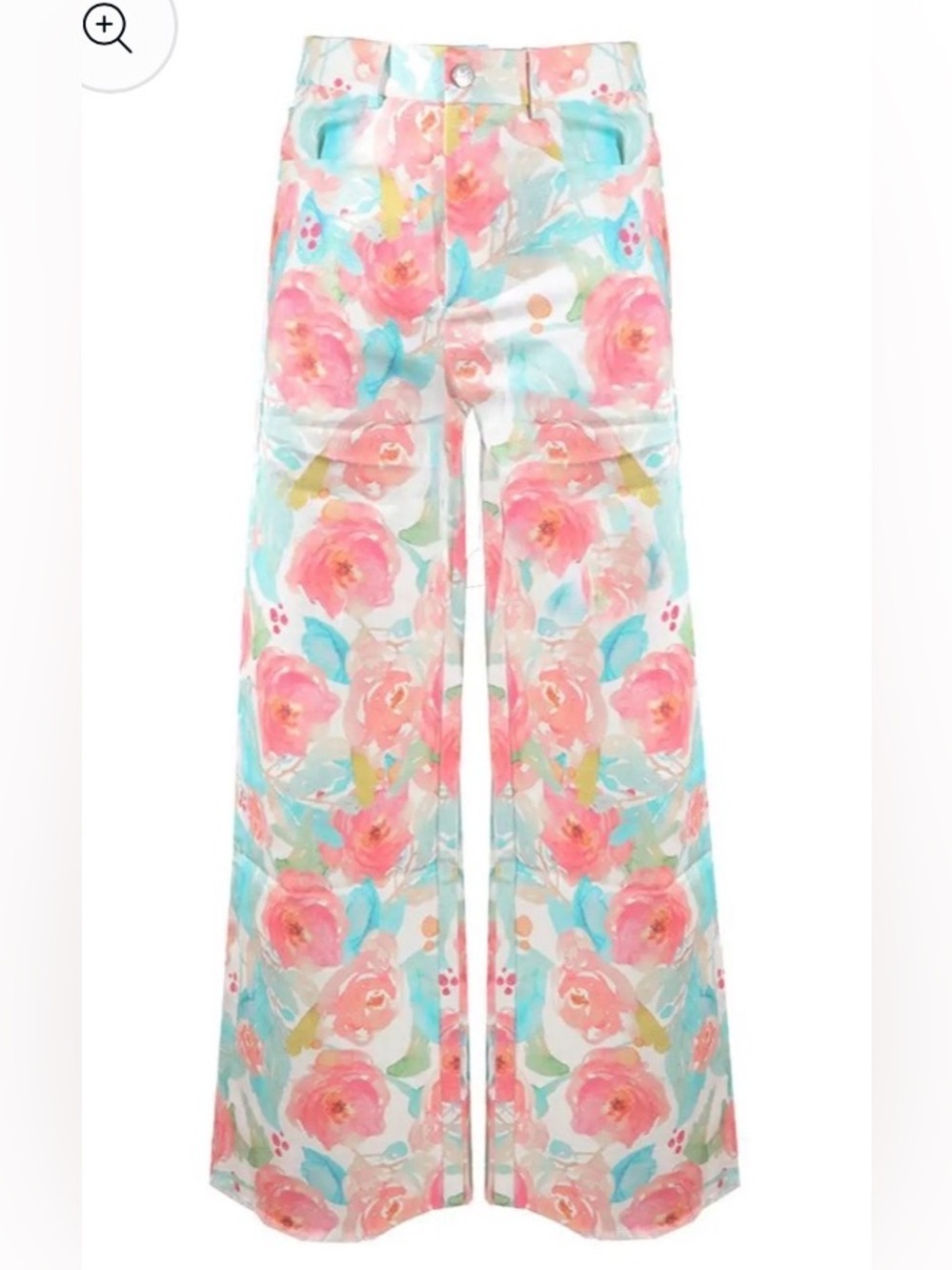 NWT Elsie & Fred Floral Print jeans sz small new wide straight leg